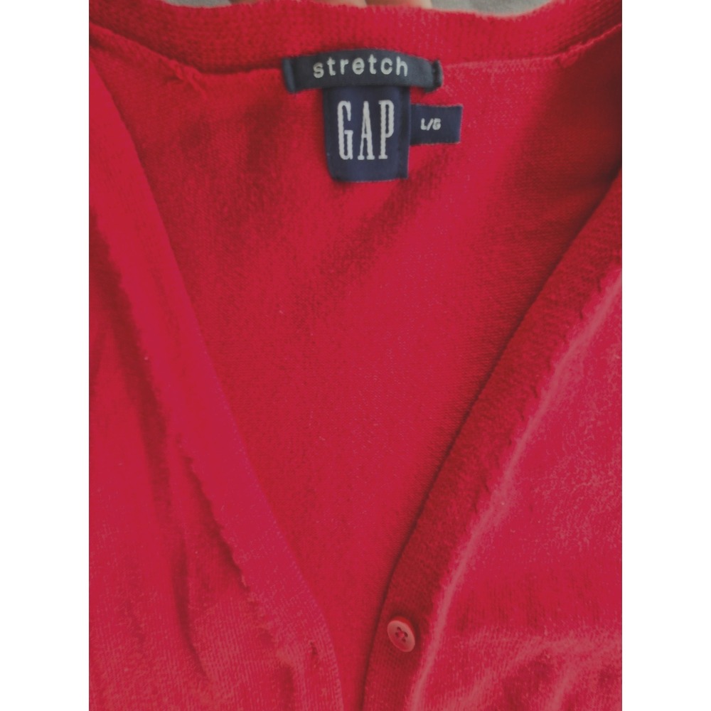 Vintage GAP Stretch Red Cardigan Sweater Soft Women L Y2K Preppy Quiet Luxury - Picture 8 of 16